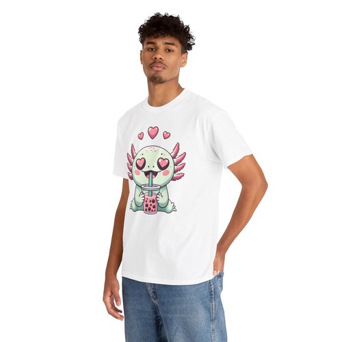 Bubble Boba Tea Kawaii Axolotl T-shirt - Novelty Anime Cute Graphic Tee - Picture 30 of 70