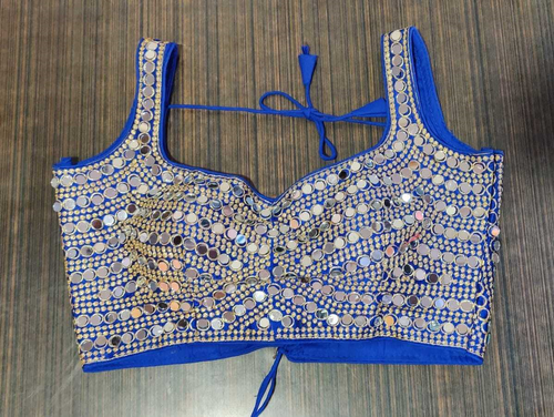 Indian Ready Made Stitched Saree Blouse Real Mirror Work Handmade Choli Top CC - Picture 7 of 13