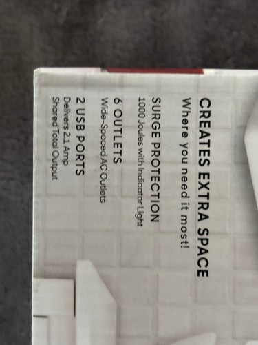NIB Sharper Image Socket Shelf 8 Port Surge Protector 6 Wall Outlet 2 USBs - Picture 9 of 10