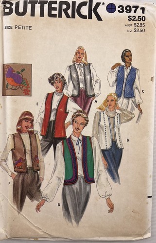 Butterick Misses’ Weste Schnittmuster 3971 Damen Größe Petite ungeschnitten