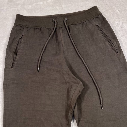 James Perse Pants Mens Size 1 Military Olive Green Elastic Waist Linen Blend - Picture 2 of 12