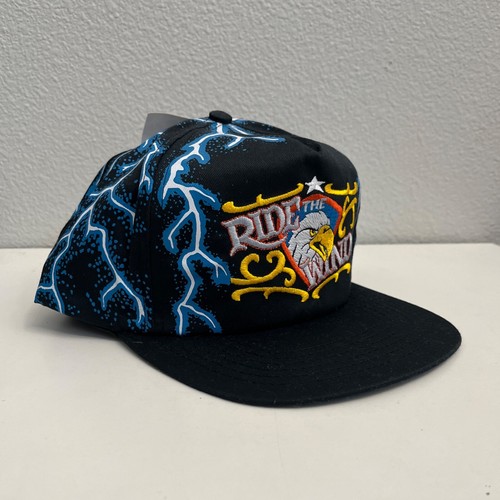 VTG SNAPBACK HAT american thunder nwt ftp new biker 90 y2k era lightning aop cap - Picture 5 of 6