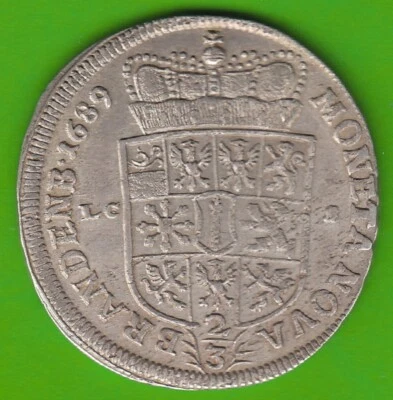 Münze Silber Brandenburg-Preußen 2/3 Taler 1689 LCS Berlin vz hübsch nswleipzig - Bild 1 von 3
