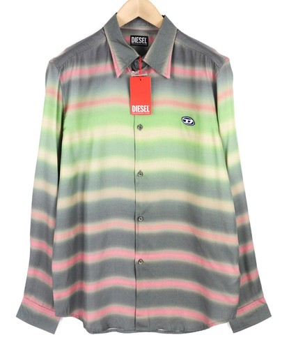 DIESEL S-Tucker-Stripe Mens Shirt L Patterned Buttoned Spread Neck RRP€150