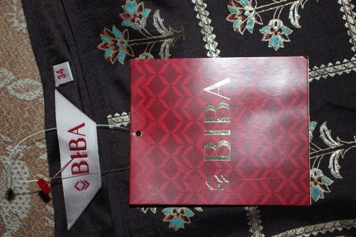 Biba ethnic dress india S/M/34 gray brown gold turquoise floral slit sides NWT - Picture 3 of 10