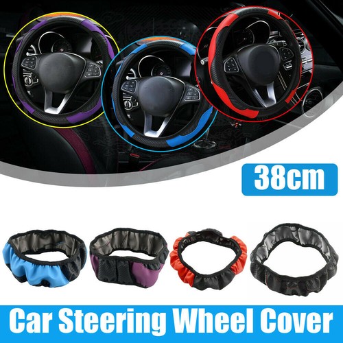 38CM/15inch PU Leather Car Steering Wheel Cover Anti-slip Protective Accessories - Imagen 5 de 19