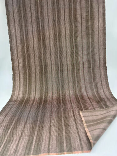 Brown Beige Shades Striped Silk Luxurious Duponi Fabric By 2 Meters. - Picture 3 of 8