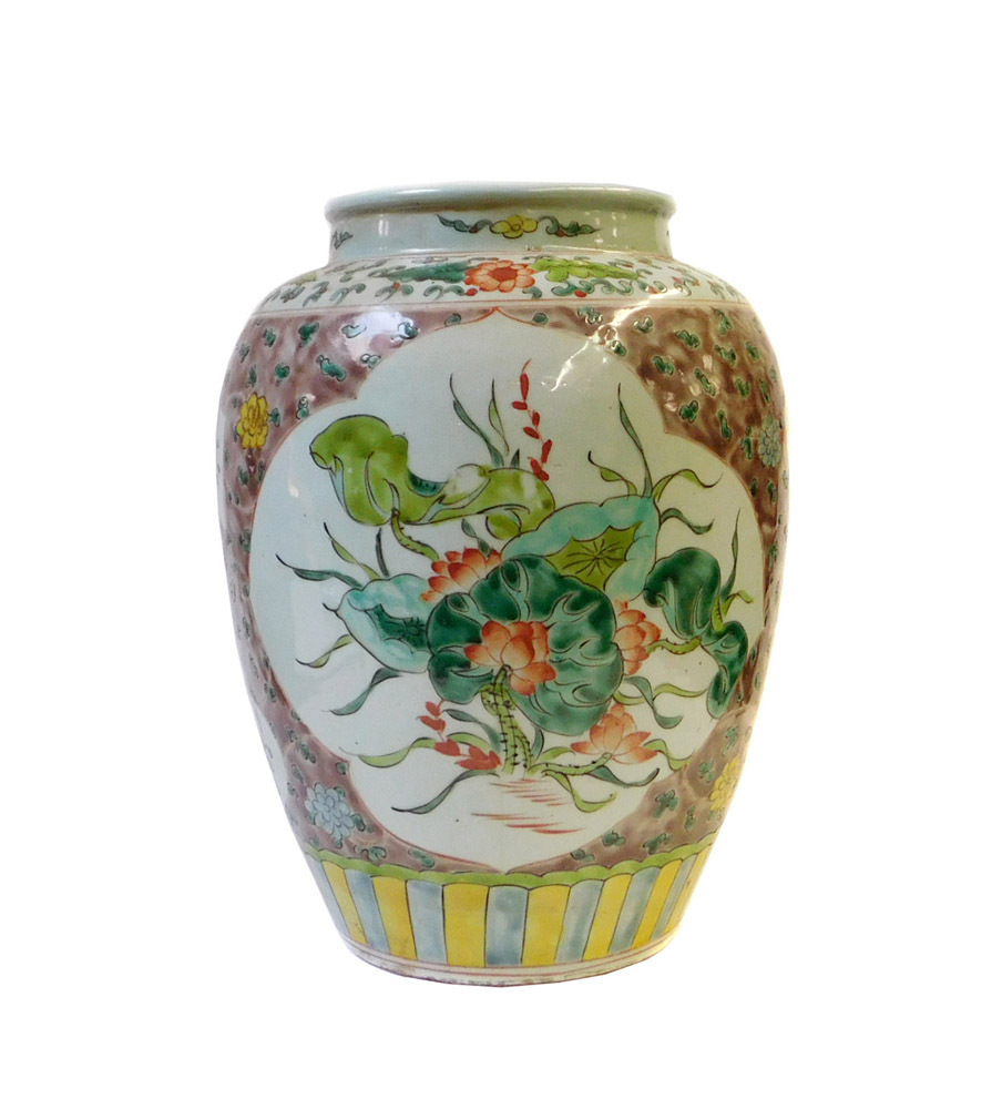 Chinese Color Porcelain Flower Bird Scenery Pot Jar cs1429S Chinese Color Porcelain Flower Bird Scenery Pot Jar cs1429S