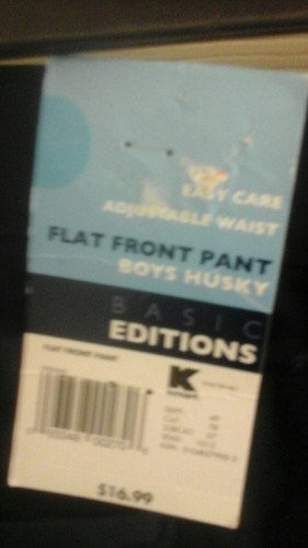 Basic Editions,  Boy's Husky Flat Front Pants, Size 16, Blue, Uniform,  NWT  - Picture 3 of 3
