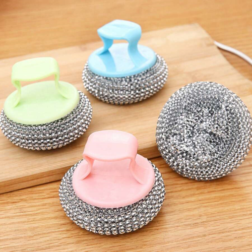 3 Stück Wollreinigungsschrubber mit Griff Edelstahldraht Geschirr Reinigungsbürste - Bild 10 von 13