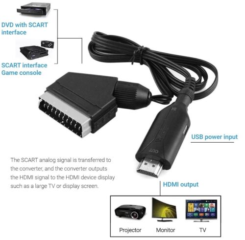 Tragbarer Scart zu HDMI Konverter Kabel Audio Video Adapter SCART DVD für HD TV - Bild 11 von 11