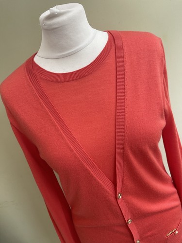 Dsquared2 Coral 100% Wool Cardigan Top Size XL Two In One *hole* - Picture 3 of 15