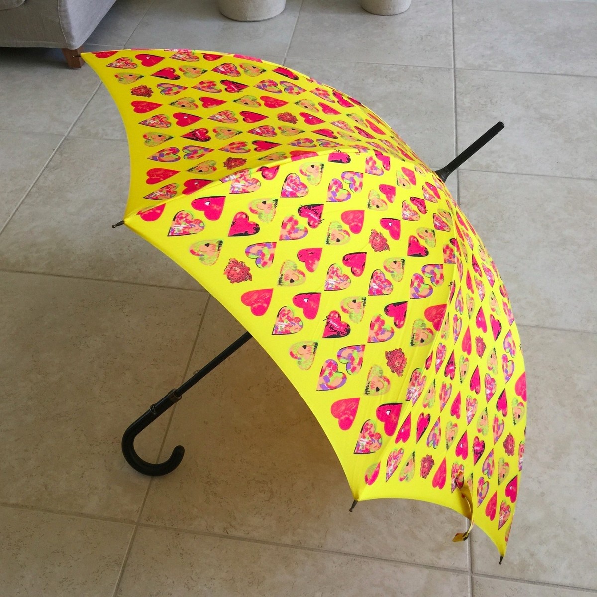 GIANNI VERSACE yellow umbrella Heart print inspired by Jim Dine