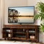 rustic oak wood/ slat tile 56 inch corner tv stand brown transitional