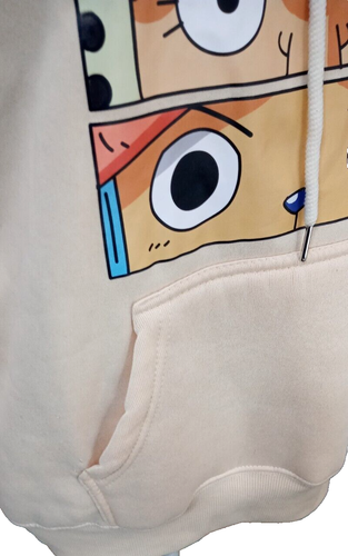 Anime Sweatshirt Hoodie Monkey D. Luffy XS Extra Small Cartoon Graphic Yellow - Picture 5 of 7