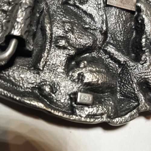 ALASKA BELT BUCKLE 1984 SISKIYOU WILLIAMS OREGON J-23 PEWTER EAGLE PAN GOLD* - Bild 4 von 8