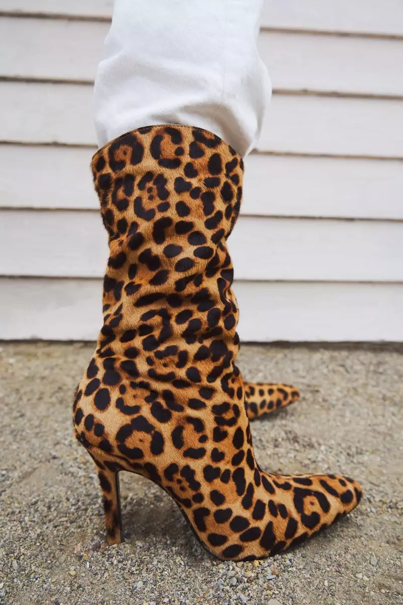 NEW ZARA LEATHER FURSKIN ANIMAL PRINT LEOPARD HIGH HEEL ANKLE