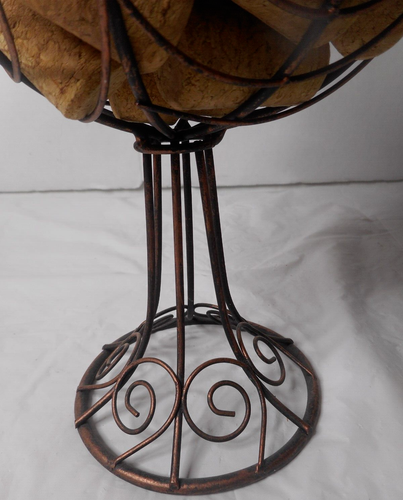 Wine Cork Holder Cage Scrolled Metal Wire Goblet Glass Shape Bar Display w CORKS - Bild 10 von 12