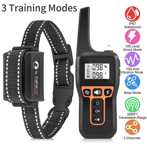 Dog Shock Training Electric Collar Remote Rechargeable Waterproof Pet Trainer
