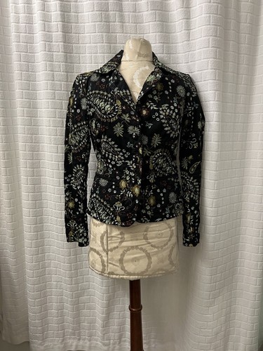 Johnny Was Black Floral Paisley Embroidered Blazer Jacket 3 Button SZ XS - Picture 1 of 5