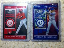 2020 Chronicles Vlad Guerrero Season Ticket Purple Mojo/75 & Aristides Aquino RC