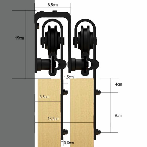 CCJH Bypass Schiebescheunentür Beschlag Kit für Doppeltür Schrank Gleiswalze - Bild 32 von 171