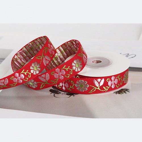 1-2.5cm Pastoral Flower Embroidery Ribbon Bows Hair Ornaments Decoration 4.5M - Picture 17 of 31