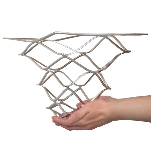 Nousaku KAGO Square L tin basket 9.84 x 9.84 in basket that changes shape Japan - Picture 3 of 8