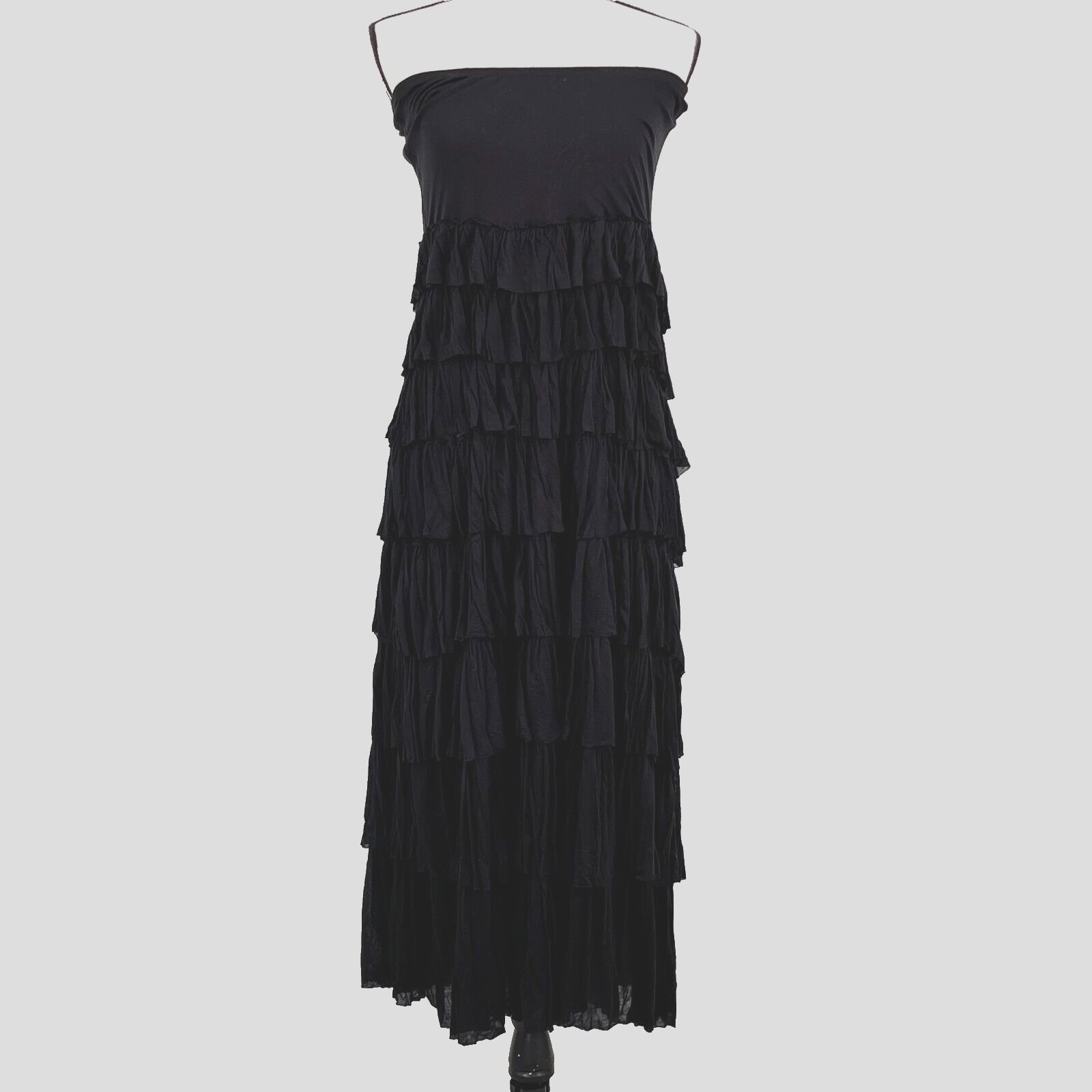 Philosophy Black Strapless Tiered Midi Dress Size XL Pull-On Romantic Evening