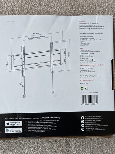 ONE FOR ALL 42 bis 100 Zoll OLED, QLED, LED TV WANDHALTERUNG FLACH - 100KG - WM5610 (Neu) - Bild 6 von 15