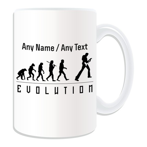 Personalisierte Geschenk Gitarre Tasse Spardose Tasse Evolution Design Kunst Musik Band Name - Bild 9 von 21