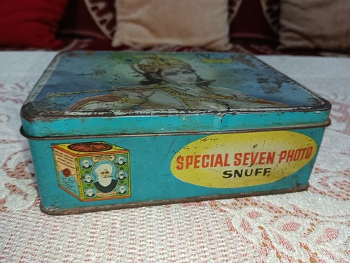 Old Vintage Lod Krishna Litho Print Seven Photo Snuff Adv Tin Box Collectible - Picture 7 of 11