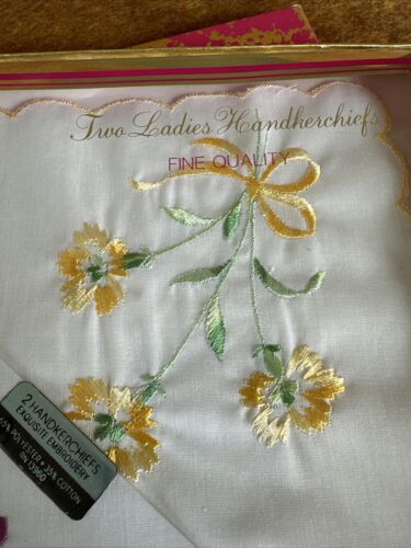 Vintage Neu im Karton 2 Stck. St. Ramonde Paris Damen Taschentücher Taschentücher mit Blumen bestickt - Bild 18 von 24