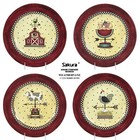Sakura WEATHERVANE 8.25" Salad Plate Set 4Pc Barn Rooster Cow Debbie Mumm Mint