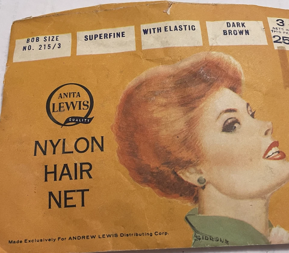 Vtg. Anita Lewis Nylon Hair Net Dk.Brown Bob Size Superfine No.215/3,AC - Image 2 of 4