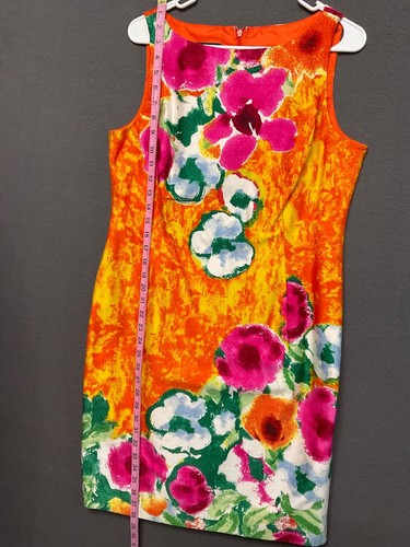 Jones New York Etuikleid Baumwollmischung Gr. 12 gefüttert bunt Blumen ärmellos - Bild 2 von 6