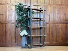 VOLSTAGG  Rustic 5 Tier Tall Shelving Unit  Reclaimed Wood Ladder Bookcase