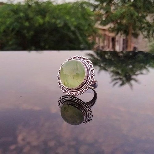 Prehnite Gemstone 925 Sterling Silver Ring Christmas Jewelry All Size MP-1400 - Picture 6 of 9