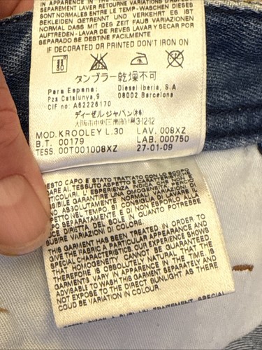 Diesel Krooley 008XZ Regular Slim Carrot Blue Stonewash Denim Jeans W28 L30 5503 - Picture 11 of 17