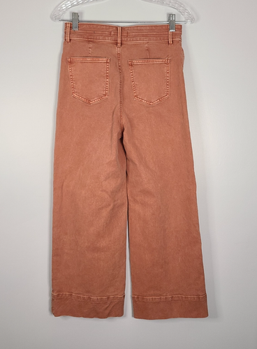 ANN TAYLOR The Wide Leg Cropped Jeans 0 High Waist Peach Pink Boho Minimalist - Picture 2 of 11