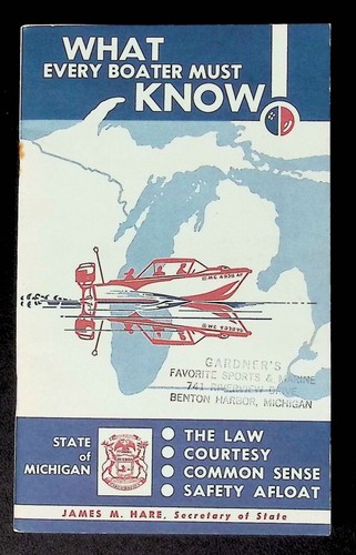 1963 Michigan Boater Laws, Safety Pamphlet Booklet - Picture 1 of 6
