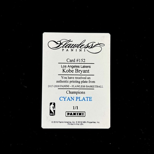 2017 Panini Flawless KOBE BRYANT Champions ๐ CYAN PLATE ๐ TRUE 1/1 - Picture 4 of 6
