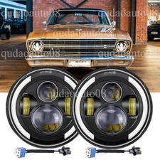 Fit Ford Falcon 1949-1969 Fairlane 7" Round Projector Sealed Beam Led Headlights