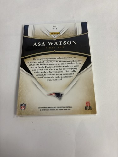 Panini Immaculate Collection 2014 - Rookie Ink #29 Asa Watson (38/49) (AU, RC) - Imagen 2 de 2