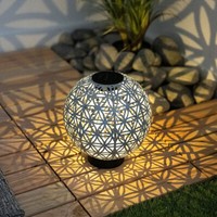 Led AußEn Solar Kugel Leuchte Licht Effekt Beton-Optik Weiß Garten Deko Lampe