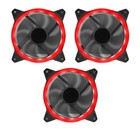 3 x CIT Red Ring 16 LED's 12cm 120mm 3/4-Pin PC Cooling Case Fans 48.7CFM
