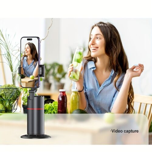 360° Selfie Rotating Face Tracking Tripod Phone Holder Vlog Video Record+Remote - Picture 7 of 12