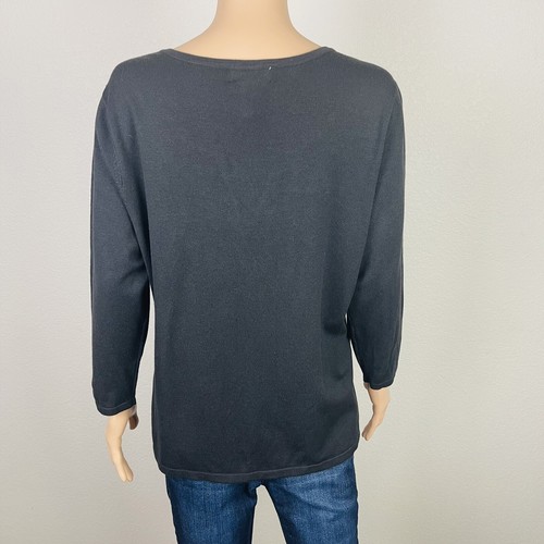 Covington Damen 3/4 Arm Bluse Schwarz Blumen Ausschnitt Neu XL B39 - Bild 6 von 7