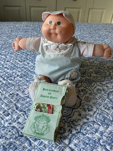 Vintage 1984 Cabbage Patch Premie Doll Green Eyes , Dimple With Original Papers - Picture 1 of 23