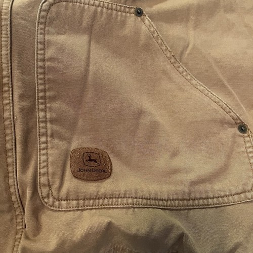 VTG John Deere Men’s 2XL Barn Chore Jacket Brown Corduroy Collar Full Zip Snap - Picture 15 of 19